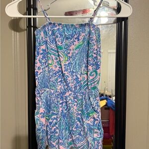 Lilly Pulitzer Kids Tropical Print Jumpsuit - Pink and Blue - small 4-5